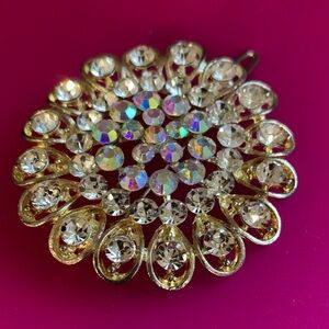 Elegant Gold and Silver Crystal Hairclip